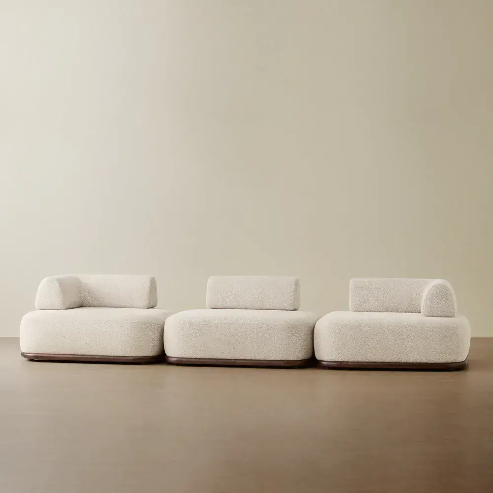 Bellagio Stone Cream Woven Fabric 3 Pieces Modular Sofa