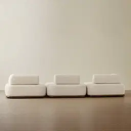 Bellagio Stone Cream Woven Fabric 3 Pieces Modular Sofa