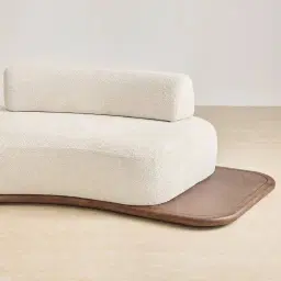 Bellagio Stone Cream Woven Fabric 3 Pieces Modular Sofa With Right Terminal and Side Platform