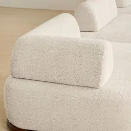 Bellagio Stone Cream Woven Fabric 3 Pieces Modular Sofa With Right Terminal and Side Platform