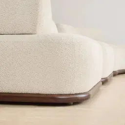 Bellagio Stone Cream Woven Fabric 3 Pieces Modular Sofa With Right Terminal and Side Platform