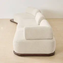 Bellagio Stone Cream Woven Fabric 3 Pieces Modular Sofa With Left Terminal and Side Platform