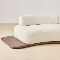 Bellagio Stone Cream Woven Fabric 3 Pieces Modular Sofa With Left Terminal and Side Platform