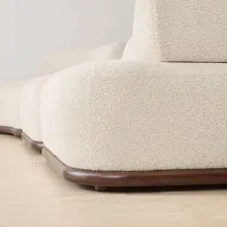 Bellagio Stone Cream Woven Fabric 3 Pieces Modular Sofa With Left Terminal and Side Platform