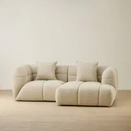 Amity Pearl Beige Fabric 2 Pieces Modular Sofa with Left Arm and Right Chaise