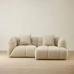 Amity Pearl Beige Fabric 2 Pieces Modular Sofa with Left Arm and Right Chaise