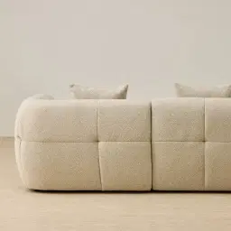 Amity Pearl Beige Fabric 3 Pieces Modular Sofa with Left Arm and Right Chaise