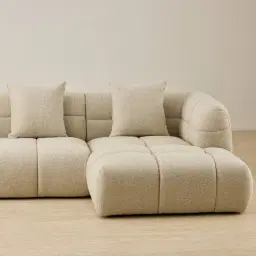 Amity Pearl Beige Fabric 3 Pieces Modular Sofa with Left Arm and Right Chaise
