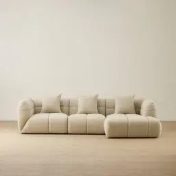 Amity Pearl Beige Fabric 3 Pieces Modular Sofa with Left Arm and Right Chaise