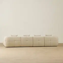 Amity Pearl Beige Fabric 4 Pieces Modular Sofa with Right Chaise