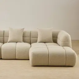 Amity Pearl Beige Fabric 4 Pieces Modular Sofa with Right Chaise