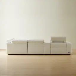 Mathias Stone White Fabric 5 Pieces Modular Corner Dual Electric Recliner