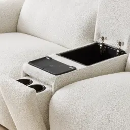 Mathias Stone White Fabric 5 Pieces Modular Corner Dual Electric Recliner