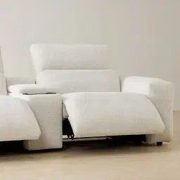 Mathias Stone White Fabric 5 Pieces Modular Corner Dual Electric Recliner