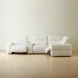 Mathias Stone White Fabric 5 Pieces Modular Corner Dual Electric Recliner