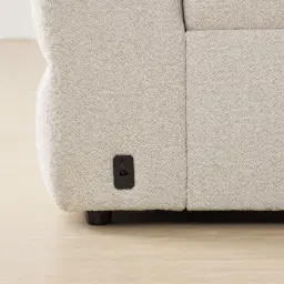 Mathias Stone White Fabric 2 Pieces Modular Dual Electric Recliner with Console