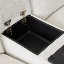 Mathias Stone White Fabric 2 Pieces Modular Dual Electric Recliner with Console