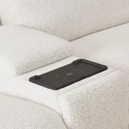 Mathias Stone White Fabric 2 Pieces Modular Dual Electric Recliner with Console