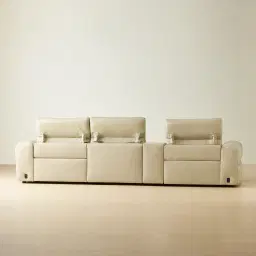 Mathias Oyster Grey Leather 3 Pieces Modular Dual Electric Recliner With console