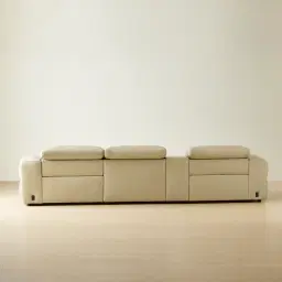 Mathias Oyster Grey Leather 3 Pieces Modular Dual Electric Recliner With console