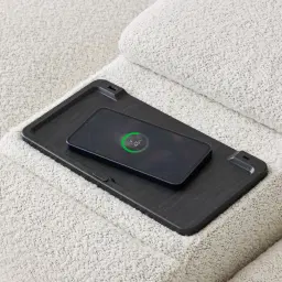 Mathias Stone White Fabric 3 Pieces Modular Dual Electric Recliner with Console