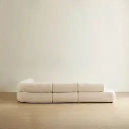 Pebbla Tuscan Sand Fabric Modular Corner Sofa with Right Arm Wide and Left Terminal