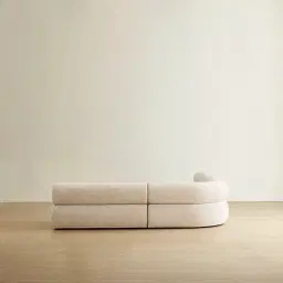 Pebbla Tuscan Sand Fabric Modular Corner Sofa with Right Arm Wide and Left Terminal