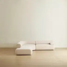 Pebbla Tuscan Sand Fabric Modular Corner Sofa with Right Arm Wide and Left Terminal