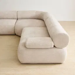 Pebbla Tuscan Sand Fabric Modular Corner Sofa with Right Arm Wide and Left Terminal