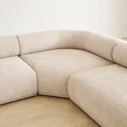 Pebbla Tuscan Sand Fabric Modular Corner Sofa with Right Arm Wide and Left Terminal