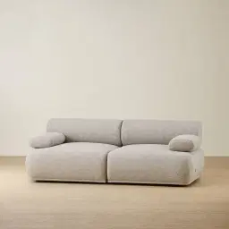 Pebbla Slate Grey Fabric 2 Pieces Modular Sofa