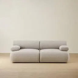Pebbla Slate Grey Fabric 2 Pieces Modular Sofa