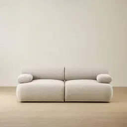 Pebbla Slate Grey Fabric 2 Pieces Modular Sofa