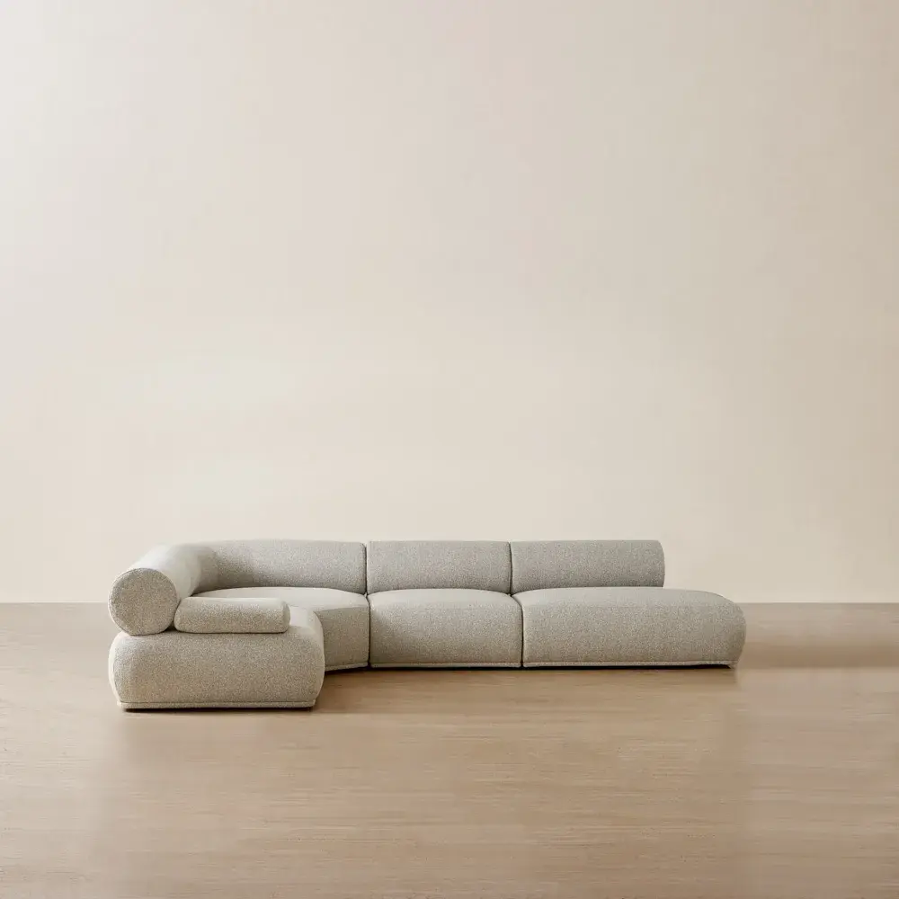 Pebbla Slate Grey Fabric Modular Corner Sofa with Left Arm Wide and Right Terminal