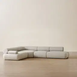 Pebbla Slate Grey Fabric Modular Corner Sofa with Left Arm Wide and Right Terminal