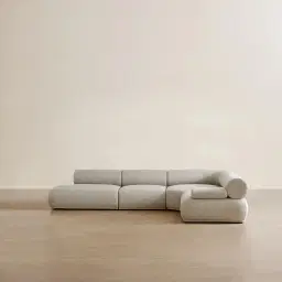 Pebbla Slate Grey Fabric Modular Corner Sofa with Right Arm Wide and Left Terminal