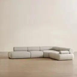 Pebbla Slate Grey Fabric Modular Corner Sofa with Right Arm Wide and Left Terminal