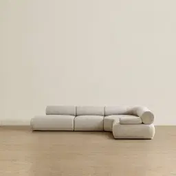 Pebbla Slate Grey Fabric Modular Corner Sofa with Right Arm Wide and Left Terminal