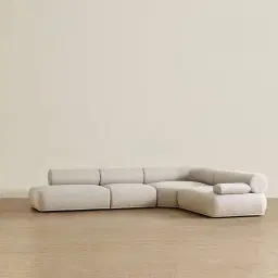 Pebbla Slate Grey Fabric Modular Corner Sofa with Right Arm Wide and Left Terminal