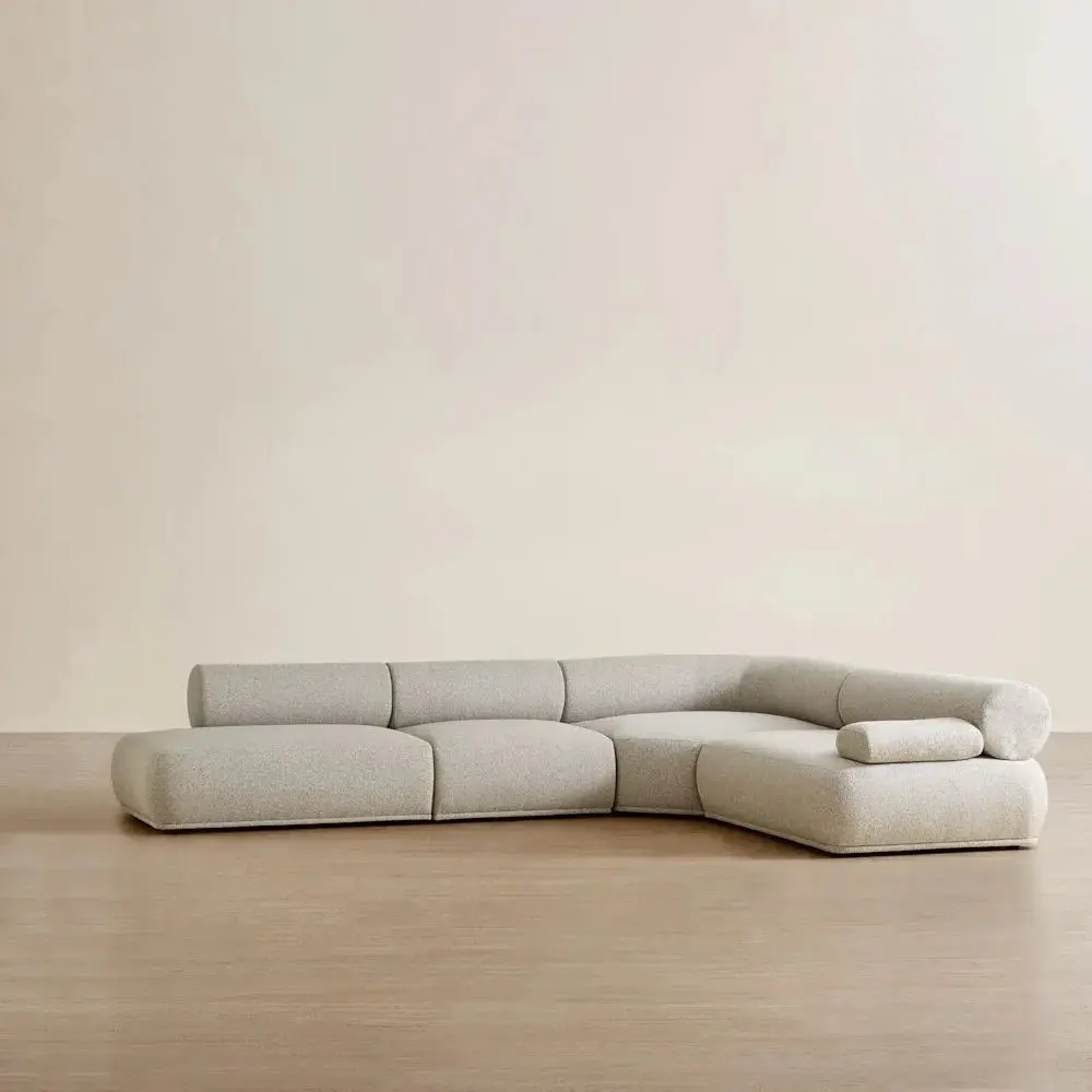 Pebbla Slate Grey Fabric Modular Corner Sofa with Right Arm Wide and Left Terminal