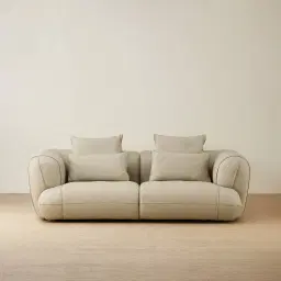 Marvie Champagne Beige Semi Aniline Leather 2 Pieces Modular Sofa