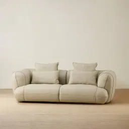 Marvie Champagne Beige Semi Aniline Leather 2 Pieces Modular Sofa