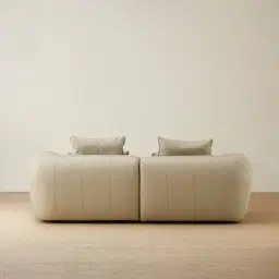 Marvie Champagne Beige Semi Aniline Leather 2 Pieces Modular Sofa