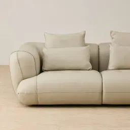 Marvie Champagne Beige Semi Aniline Leather 2 Pieces Modular Sofa