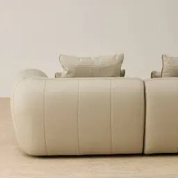 Marvie Champagne Beige Semi Aniline Leather 2 Pieces Modular Sofa