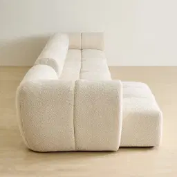 Quincy Stone Cream Woven Fabric 4 Pieces Modular Sofa with Right Arm and Left Cuddler