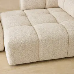 Quincy Stone Cream Woven Fabric 4 Pieces Modular Sofa with Left Arm and Right Cuddler