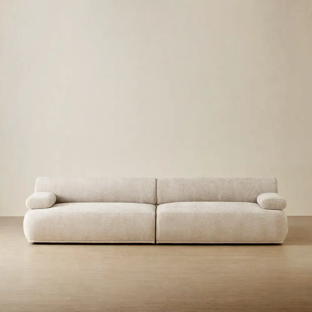 Pebbla Tuscan Sand Fabric 2 Wide Pieces Modular Sofa