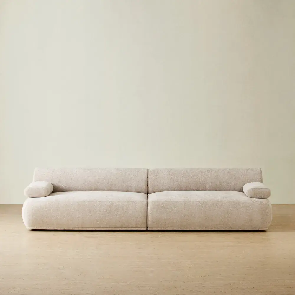 Pebbla Tuscan Sand Fabric 2 Wide Pieces Modular Sofa