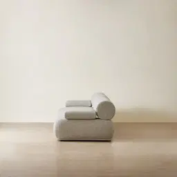 Pebbla Slate Grey Fabric 2 Wide Pieces Modular Sofa